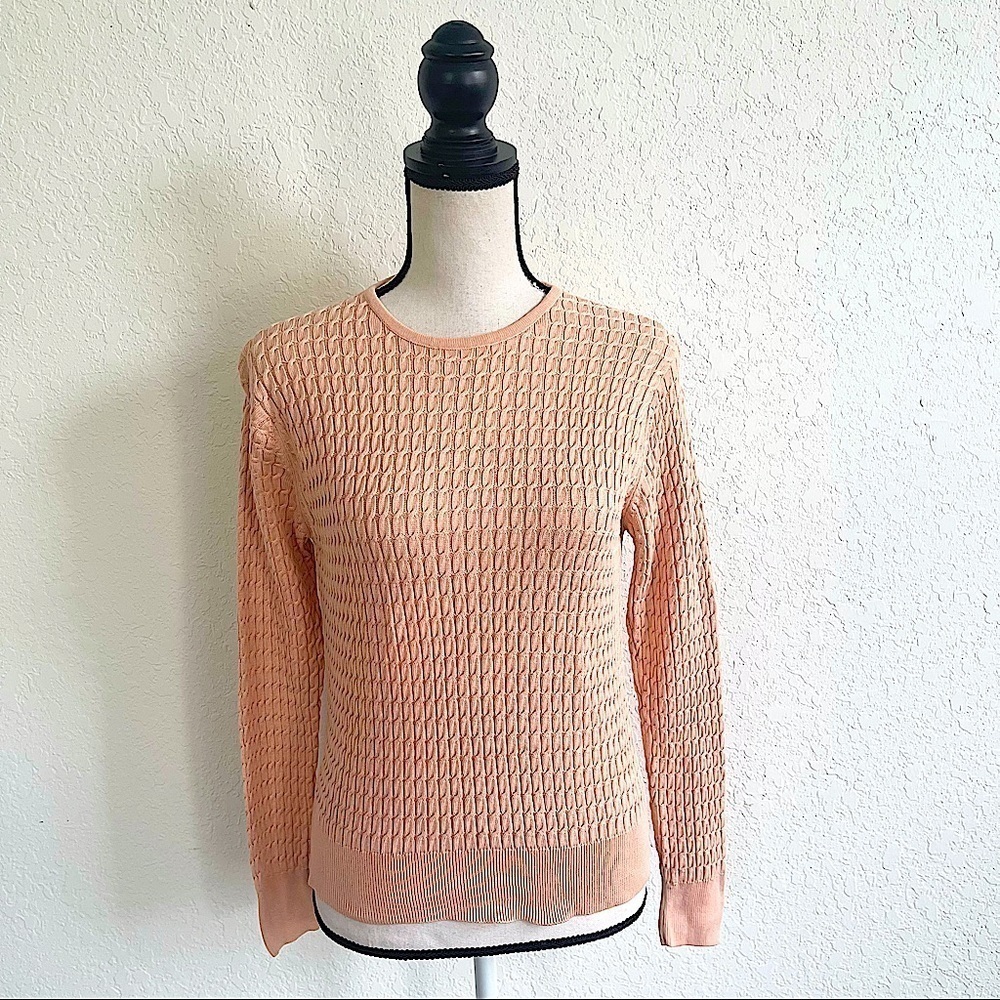 EVELYN & ARTHUR Long Sleeve Blush Cable Knit Sweater Size Medium Round Neck